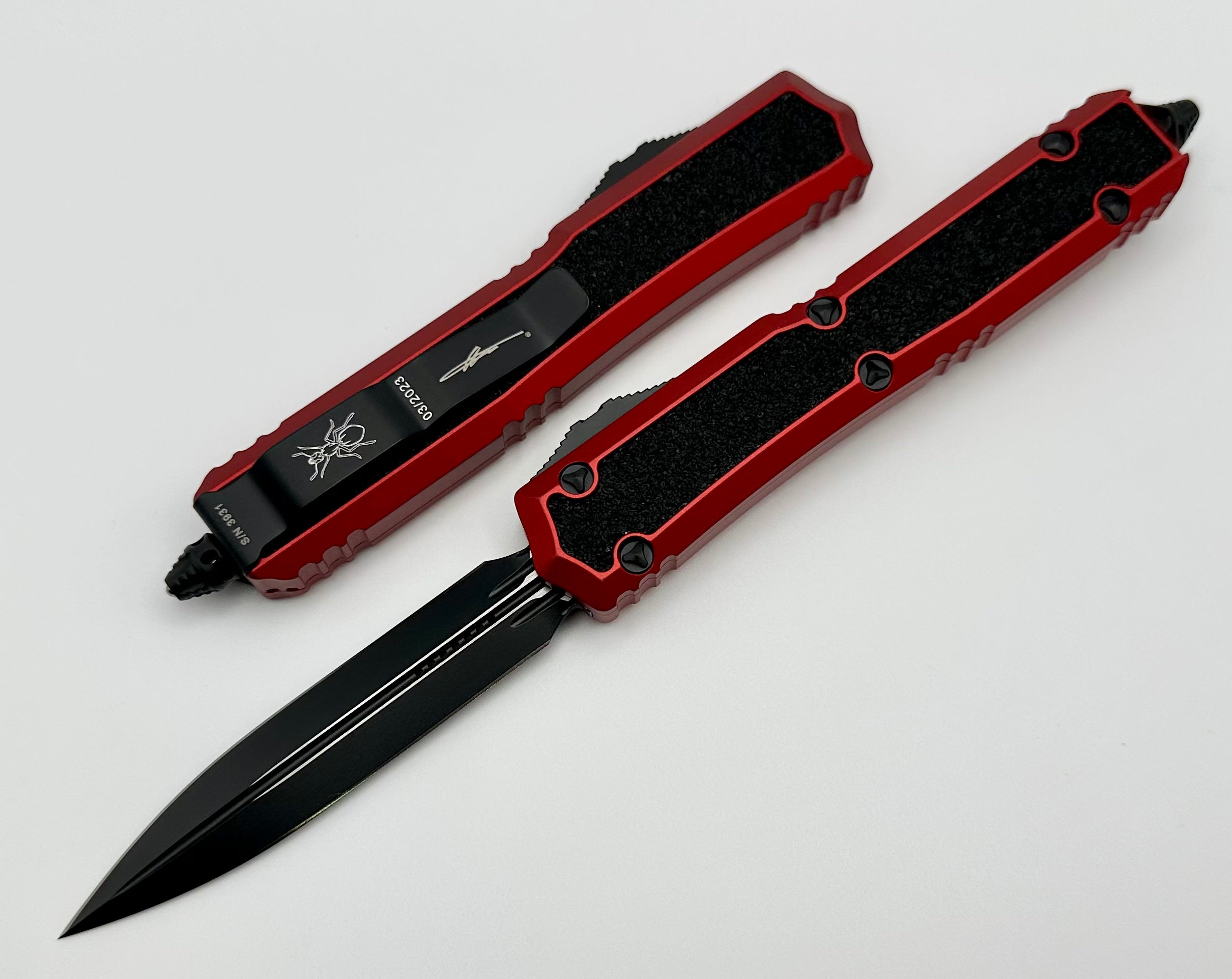 Minoaka☆ブラック×レッド Microtech Makora Red & Black Double Edge Signature Series 206-1RDS
