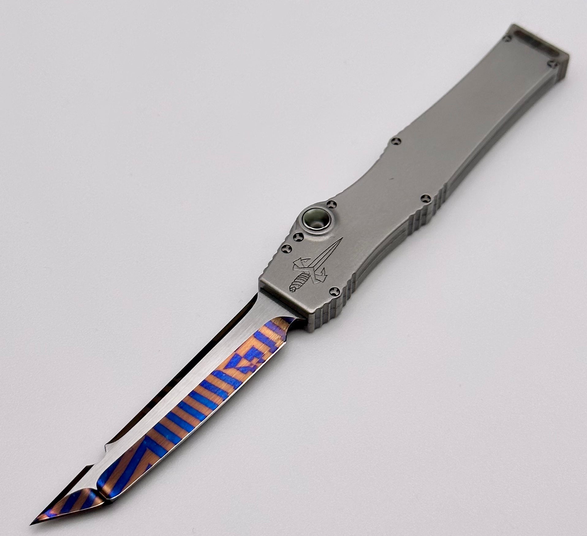 Marfione Custom Halo III Mini Star Grind Blued Mosaic Damascus Tanto w