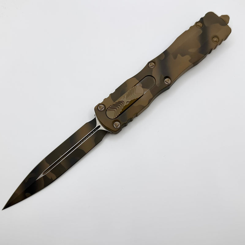 PRE OWNED Microtech Dirac Delta Coyote Camo Double Edge 227-1CCS PRE OWNED