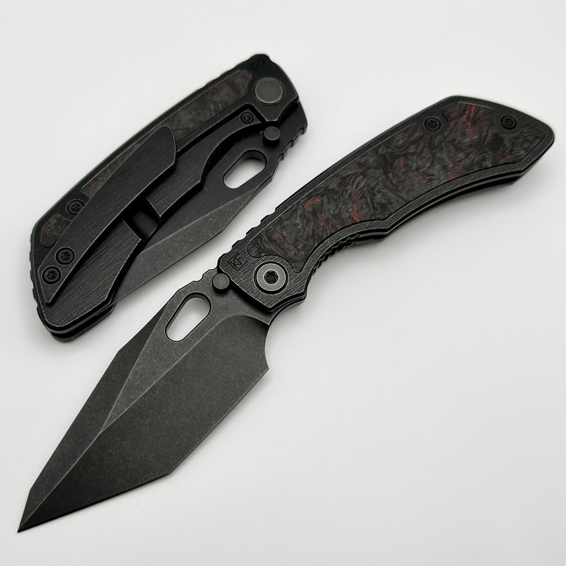 Custom Knife Factory Rotten Design Evo T Carbon Fiber Inlaid Blackwash Handles w/ Blackwash S90V