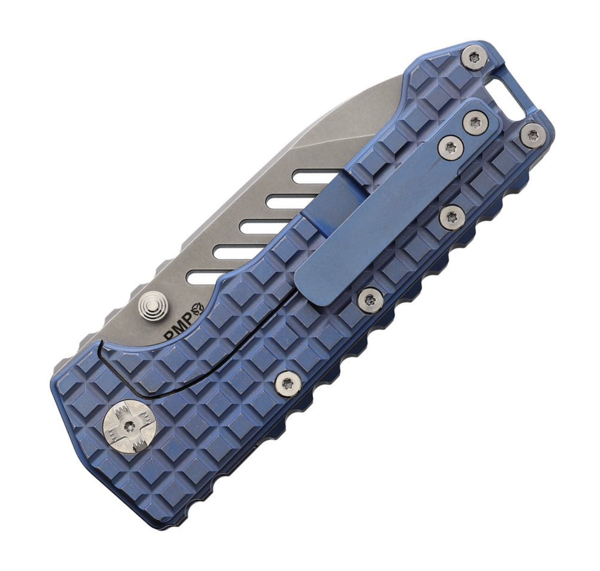 PMP Knives Kodiak Frame Lock Milled Blue Anodized Titanium & M390 PMP0