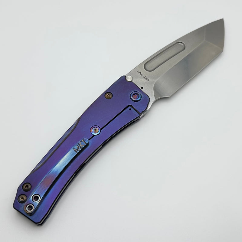 Medford Knife Slim Midi Polished Tumbled Tanto S45 & Tumbled Violet Handles w/ Flamed Hardware/Clip