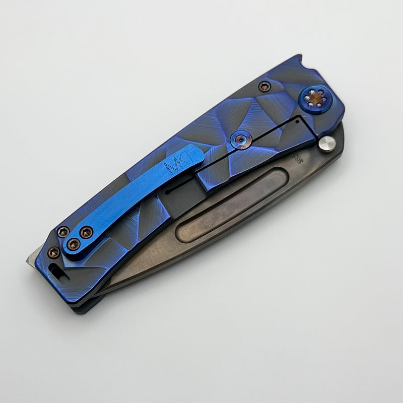 Medford Marauder H Bead Blast/Cement Blue Stained Glass Handles w/ Flamed Hardware & S45VN Vulcan Tanto