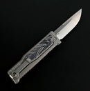 Reate EXO M Black/White Damascus Pattern G-10 & Satin/Stonewash Drop Point