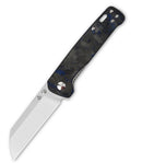 QSP Penguin Black G-10 w/ Blue/Black Shredded Carbon Fiber Overlay & Satin D2 QS130-TBL