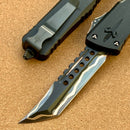 Marfione Custom Knives Combat Troodon Hellhound Hot Blued Volcanic River Pattern Baker Forge w/ Hefted Black Handle & Copper Ringed Hardware