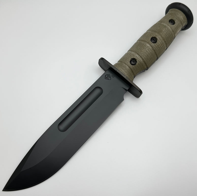 Medford Knife USMC Fighter Fixed Blade DLC CPM-S35VN w/ Green Micarta Handle