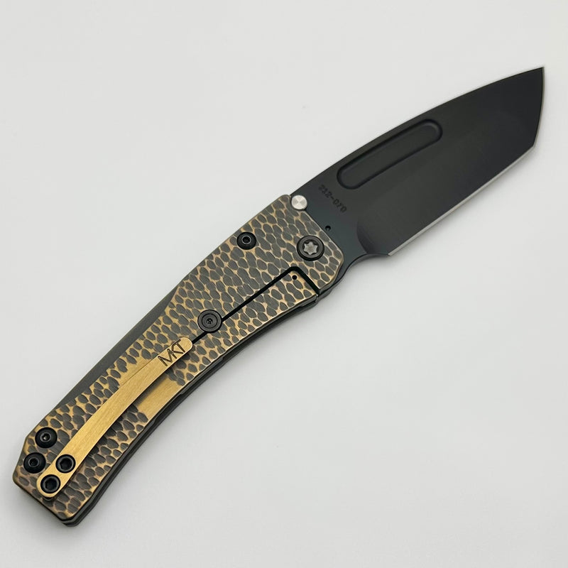 Medford Knife Slim Midi DLC Tanto S45 & Bead Blast/Cement/Bronze Cobblestone Handles w/ Black Hardware