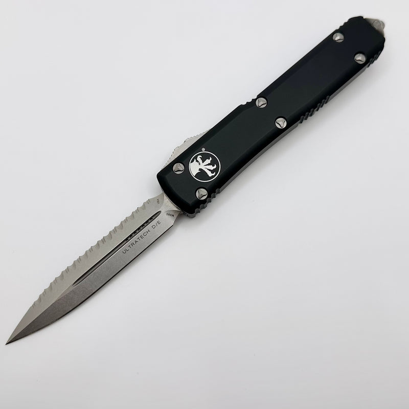 PRE OWNED Microtech Ultratech D/E Stonewash Full Serrated 122-12 PRE OWNED