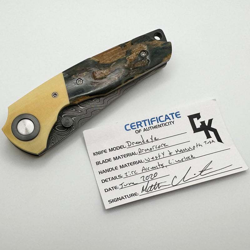 Christensen Knifeworks Dreadeye Armorcore & Westy/Mammoth Tusk Handles PRE OWNED