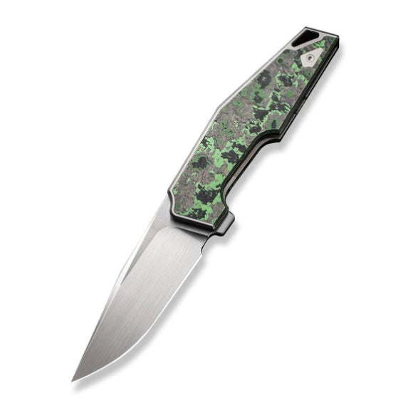 We Knife OAO (One And Only) Flipper Integral Polished Bead Blasted Titanium Handle w/ Jungle Wear Fat Carbon Inlays & Hand Satin 20CV WE23001-3