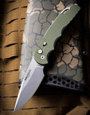 Pro-Tech TR-4 Auto Green Handle w/ Safety & Stonewash MagnaMax T4101 MM Green