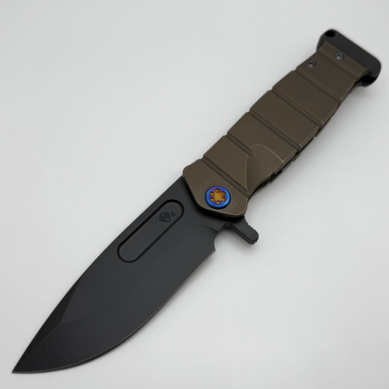 Medford Knife Fighter Flipper USMC Old School Bronze Handles w/ Flamed Hardware/Clip & DLCS45VN