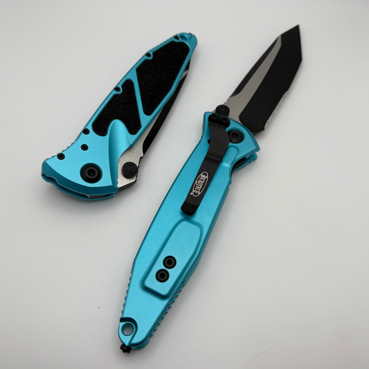 Microtech Socom Elite Tanto Edge Partial Serrated Manual Turquoise Sta