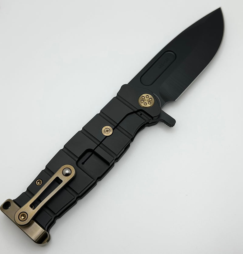 Medford Knife Fighter Flipper USMC DLC Ghost EGA Engraved Handles & Bronze Hardware w/ DLC S45VN