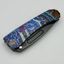 Medford Midi Marauder Brush Acid Etch Flamed Handle w/ Blue Lockside & Bronze Hardware/Clip w/ DLC S45 Drop Point