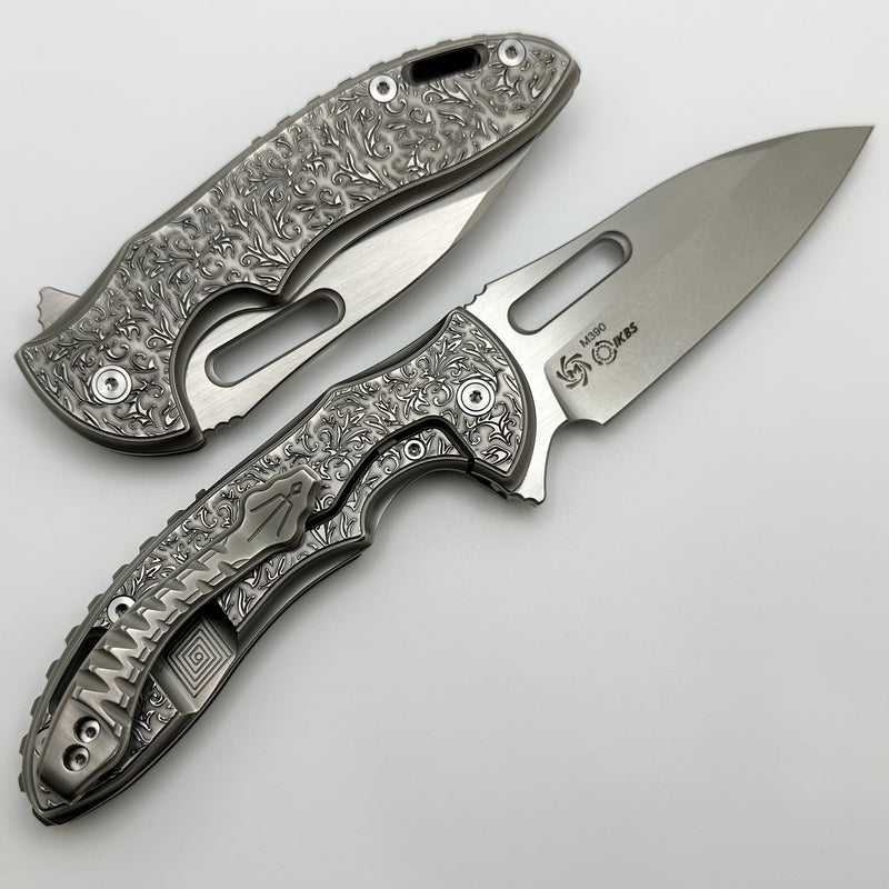 Mechforce Knives Sentry Rick Lala Collab Scroll Pattern Titanium & M390