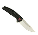Reate Knives Jack Jr. Black Aluminum Integral Handle w/ Carbon Fiber Inlay & Red Pivot Collar & Satin S30V