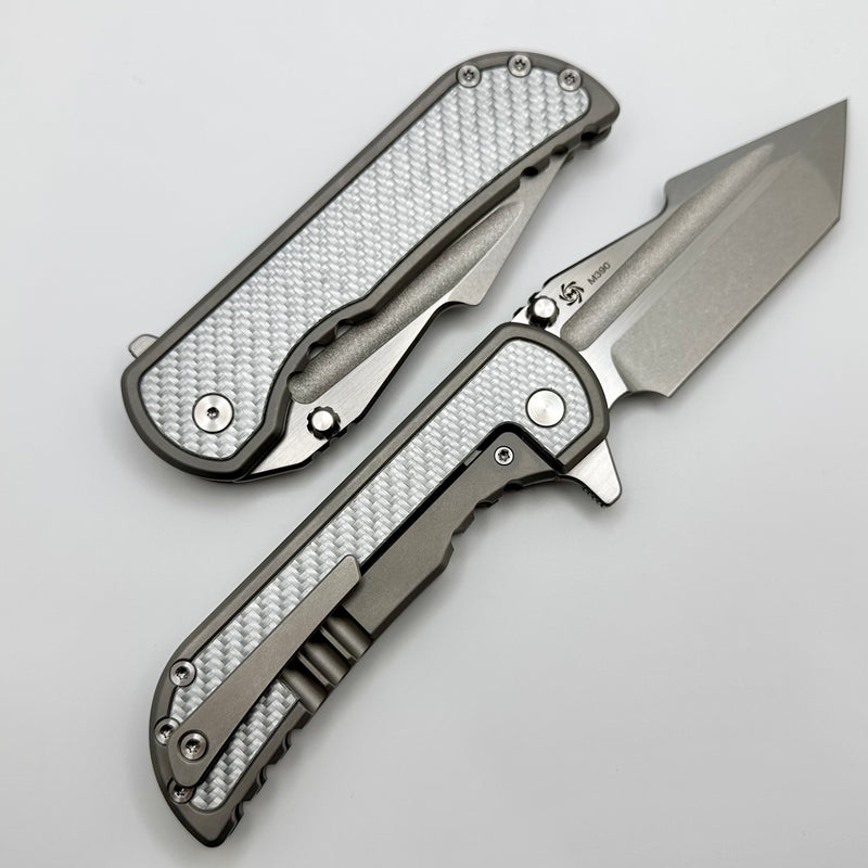 Mechforce Knives Alphahunter Collab Apocalypse w/ Silver Twill Carbon Fiber Inlays & M390