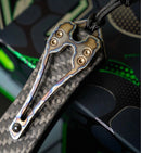 Heretic Hydra V4 w/ Carbon Fiber Handle & DLC Tanto w/ Flamed Accents H406-6A-CF/FTI