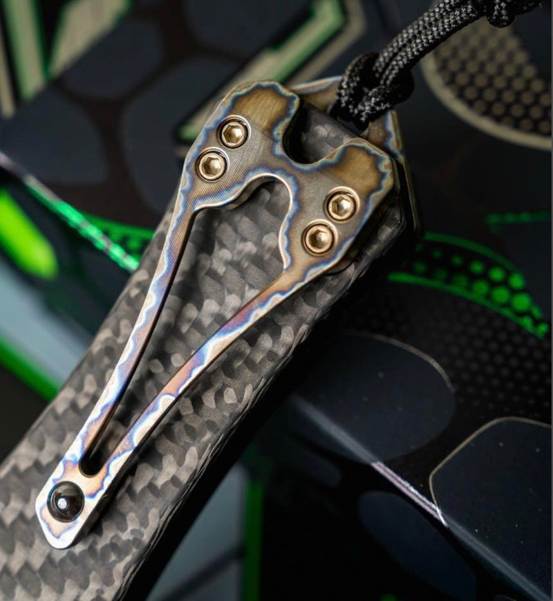 Heretic Hydra V4 w/ Carbon Fiber Handle & DLC Tanto w/ Flamed Accents H406-6A-CF/FTI