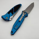 Microtech Socom Elite T/E Manual Blue Handles w/ Stonewash Tanto 161-10BL