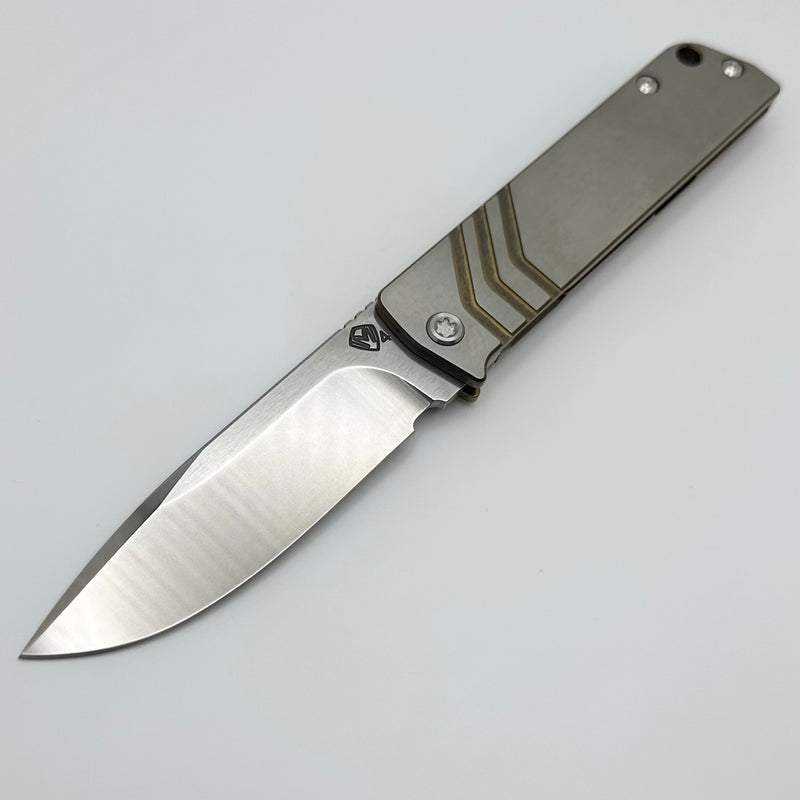 Medford Antik Front Flipper Bronze w/ Brushed Silver Handles & Tumbled S45 Drop Point