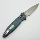 Marfione Select Microtech Socom Ram-Lok Titanium Frag Nebula Green Handles w/ Purple Accents & Stonewash M390MK 160RL-10FRMS14