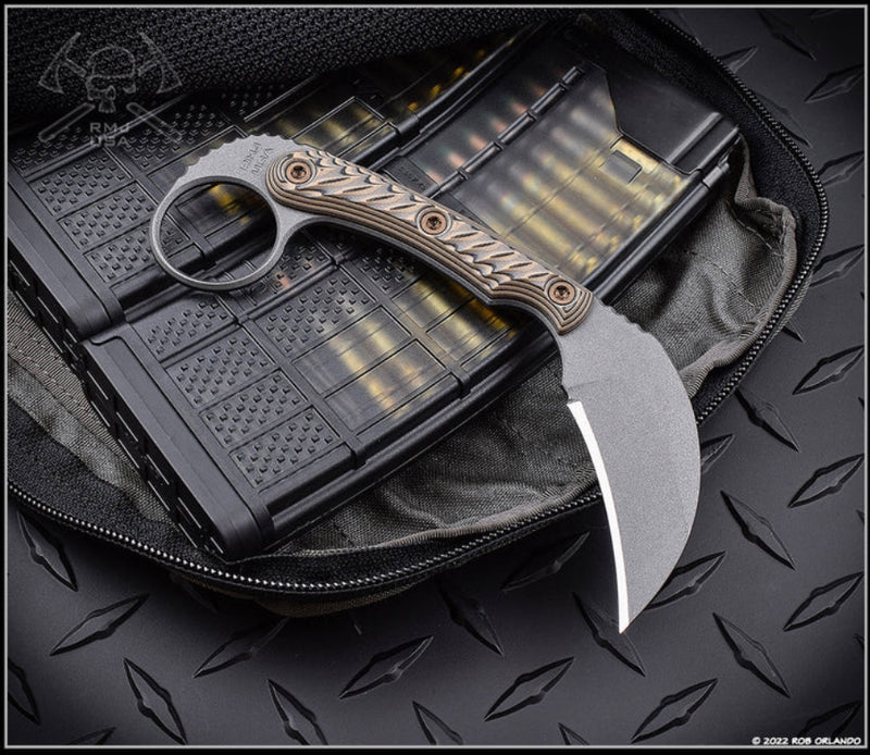 RMJ Tactical Korbin Hyena Brown G-10 & Nitro-V Fixed Blade