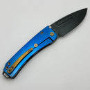 Medford Midi Marauder Brush Acid Etch Flamed Handle w/ Blue Lockside & Bronze Hardware/Clip w/ DLC S45 Drop Point