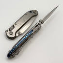 Marfione Select Microtech LUDT Ram-Lok w/ Slab Side Titanium Handles & Blue Accents & Stonewash Drop Point 1135RLS-10MS2