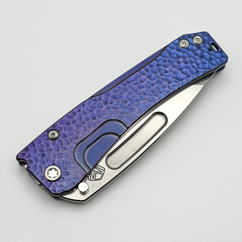 Medford Knife Slim Midi Tumbled Tanto S45 & Blue/Violet Fade Hammered Handles