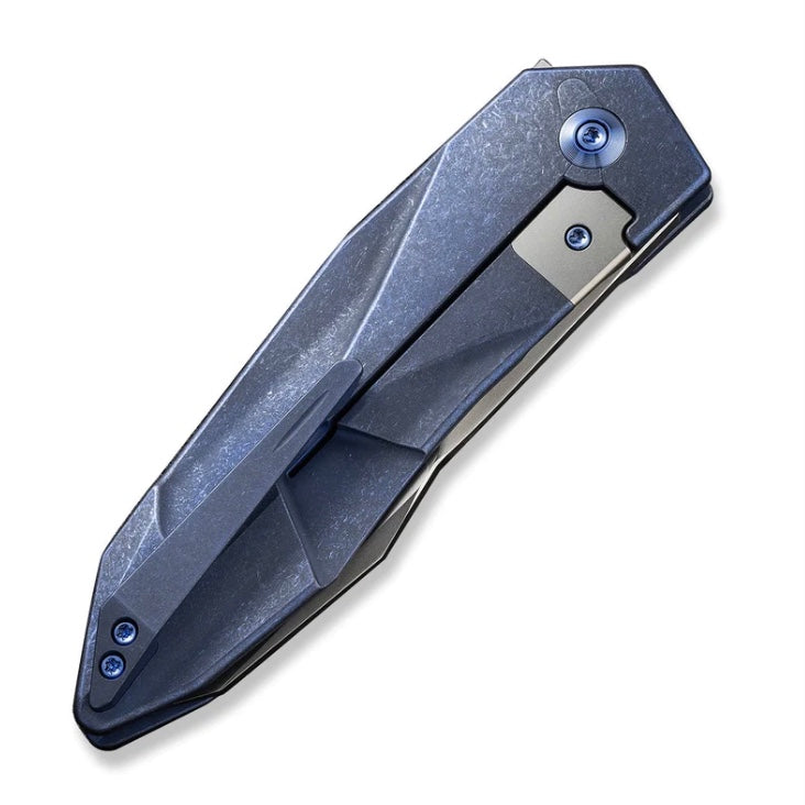 We Knife Solid Flipper Blue Integral Titanium Handle & Polished Bead Blast 20CV WE22028-4