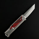 Reate EXO M Red/Black Damascus Pattern G-10 & Satin Tanto