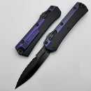 Microtech Glykon DLC Bayonet Part Serrated w/ Purple Anodized Accents Signature Series 184-2DLCPU