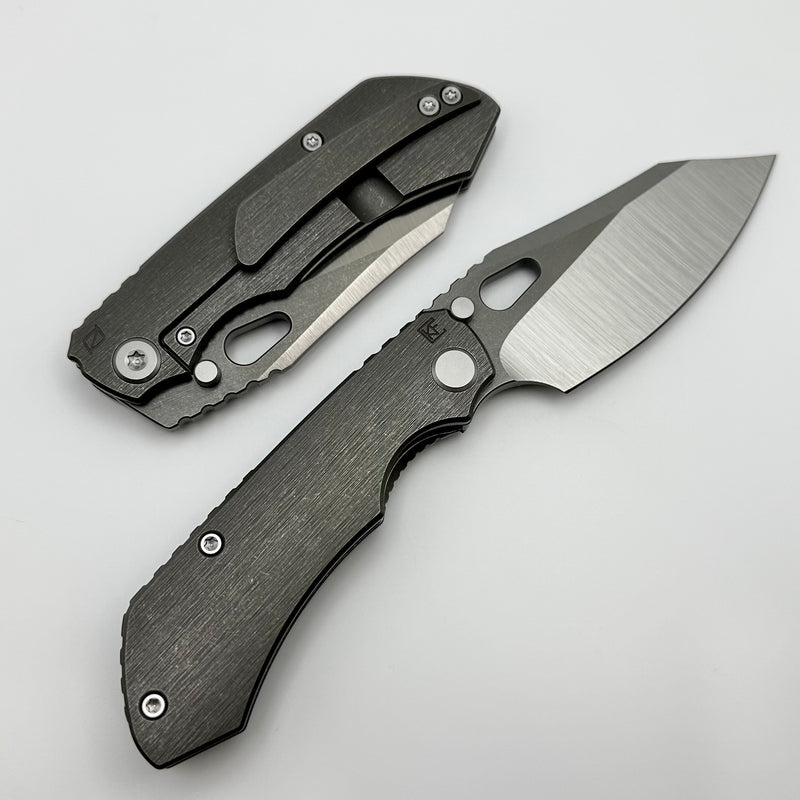 Custom Knife Factory Rotten Design Evo 4.0 Left Hand Machine Grind S90V w/ Tumbled Handles