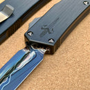 Marfione Custom Knives Scarab 2 DES Riptide Ultra Baker Forge Damascus w/ Hefted Black Handle & Copper Ringed Ti Hardware