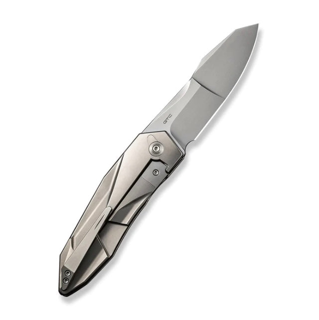 We Knife Solid Flipper Polished Bead Blasted Integral Titanium Handle & 20CV WE22028-2