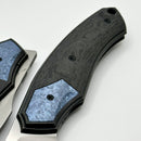 Custom Knife Factory Davless Carbon Fiber & Blue Crystal Ti w/ CKF Wash S90V