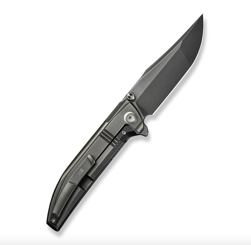 We Knife Ezinta Flipper Polished Gray Titanium Integral Handle w/ Satin Holes & Polished Gray M390 WE22041-3