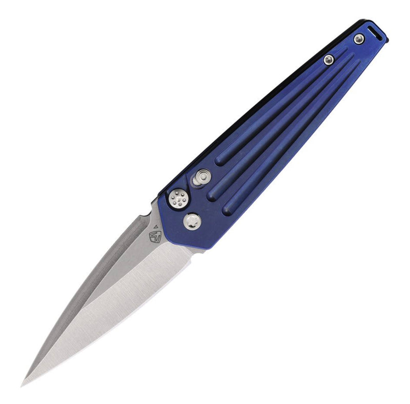 Medford Knife Nosferatu Auto Blue Tumbled Handles & Tumbled S45VN