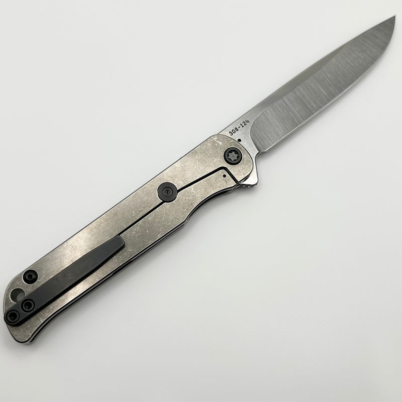 Medford T-Bone Tumbled Titanium Framelock Flipper w/ Black G-10 Inlay & PVD Hardware/Clip w/ Tumbled S45VN Blade