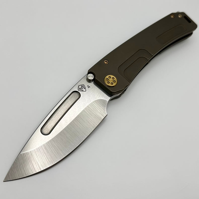 Medford Marauder H Old School Bronze Handles w/ Bronze Hardware/Clip & S45VN Tumbled Drop Point