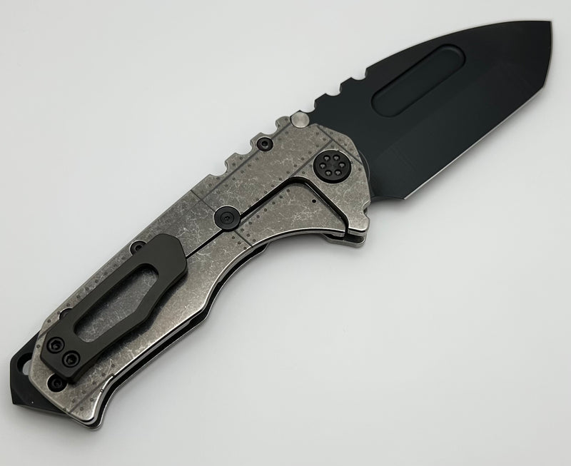 Medford Knife Praetorian T DLC S45 Tanto & Warthog Engraved Handle w/ Black Hardware