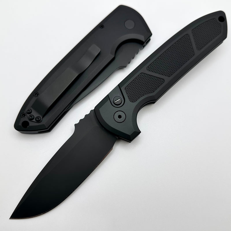 Pro-Tech Les George Rockeye Operator Textured Handle Black & DLC S35 LG307 Operator