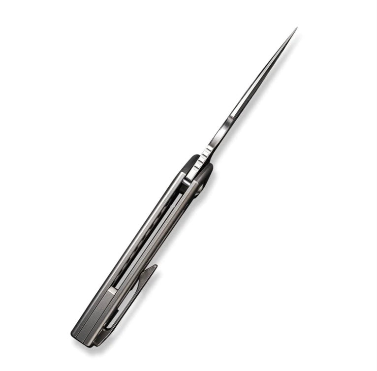 We Knife Harpen Flipper Milled Titanium Handles & Hand Rubbed Satin CPM-20CV Blade WE23019-4