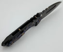 Medford Knife Praetorian T Vulcan S45 Drop Point & Black/Pen Ano Stained Glass Sculpted Handle w/ Flamed Hardware/Clip