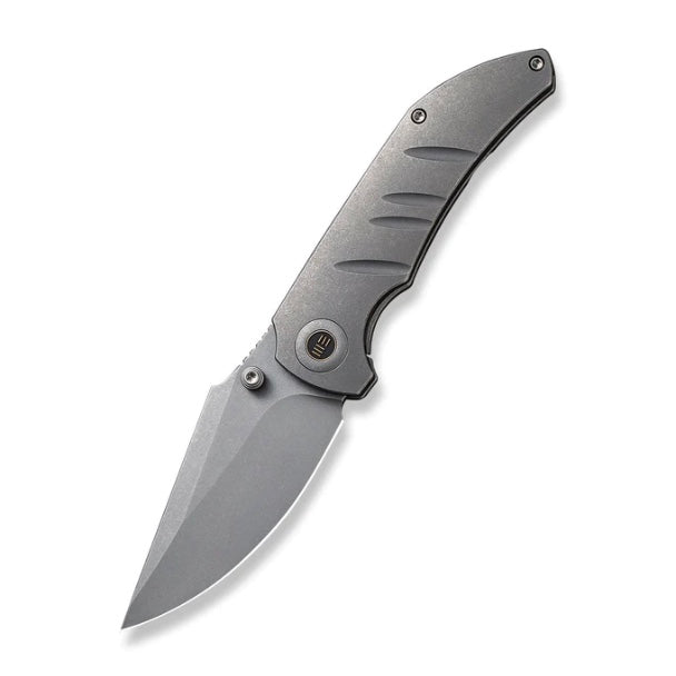 We Knife Stonewash Riff-Raff Milled Titanium Handles w/ CPM-20CV WE22020B-3