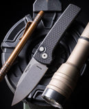 Pro-Tech Chavez Scapegoat Compact Auto w/ Black Textured Carbide Aluminum Handle & Stonewash MagnaMax RCS1105