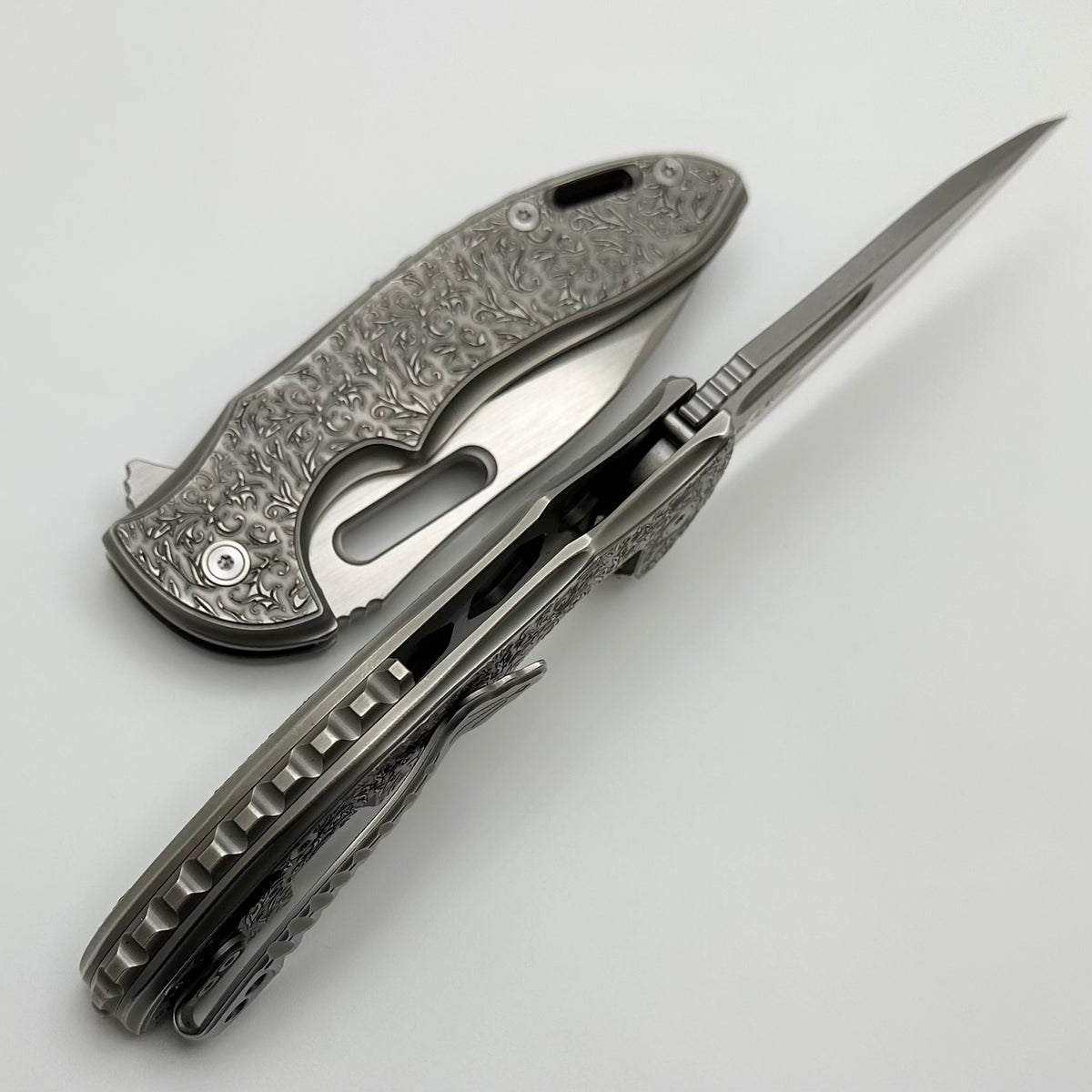 Mechforce Knives Sentry Rick Lala Collab Scroll Pattern Titanium & M39